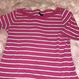 Nautica pink and white stripe gold buttons